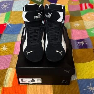 Puma Speedcat Black and White High-Top Sneakers